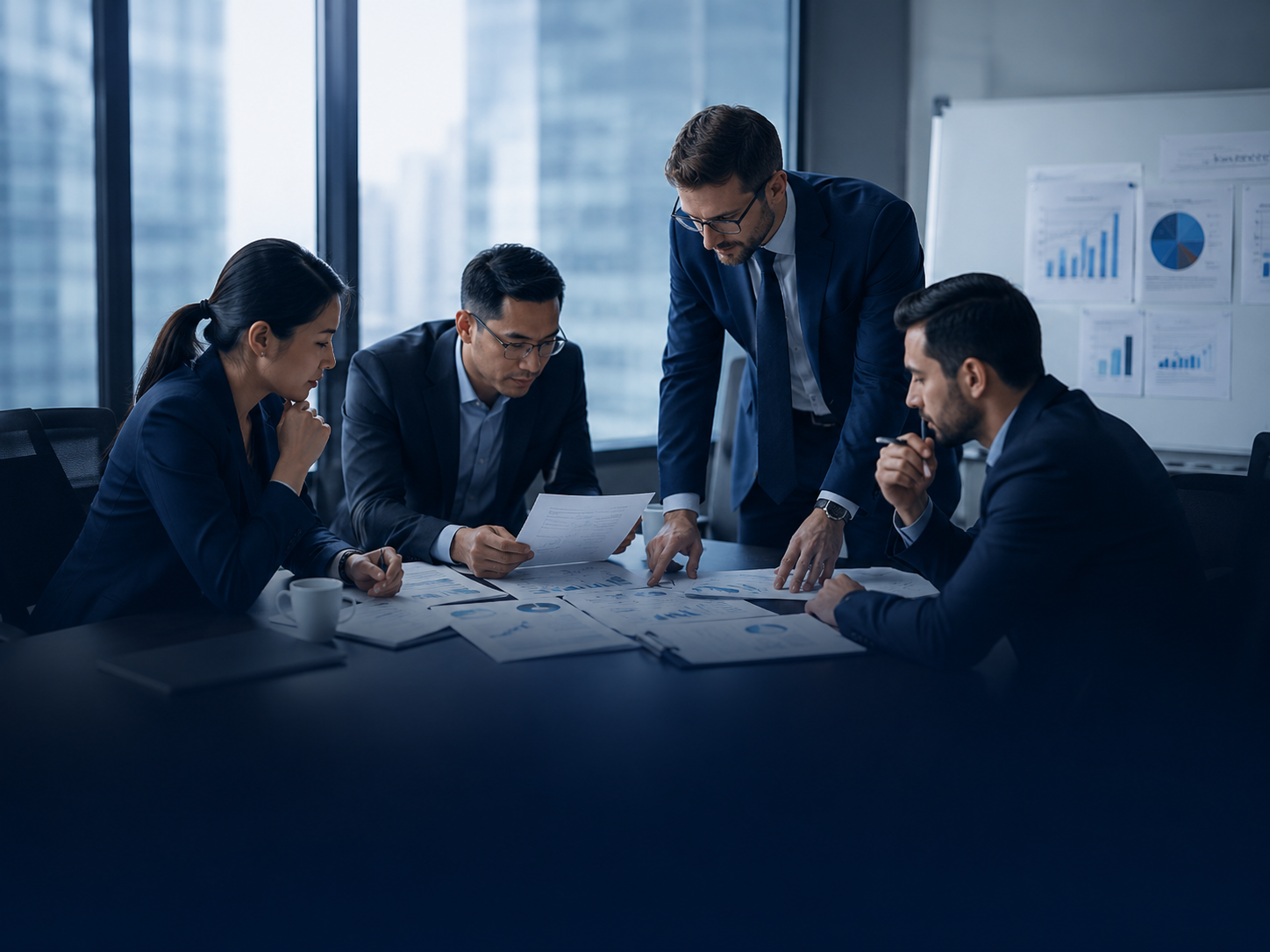 BCSM consulting team reviewing technical documents in an office